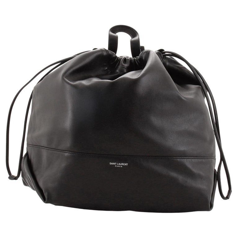 Saint Laurent Large Ysl Drawstring Leather Hobo Bag