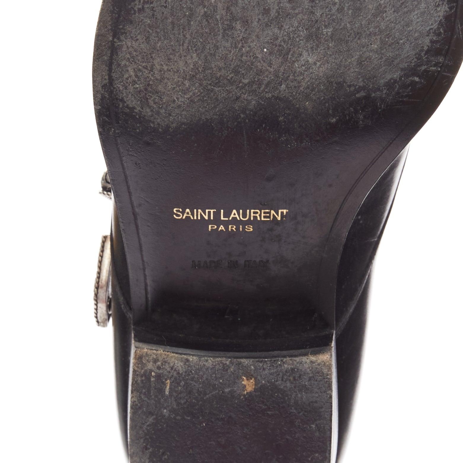 SAINT LAURENT Duckies 25 2014 black western buckle monkstrap shoes EU41 7
