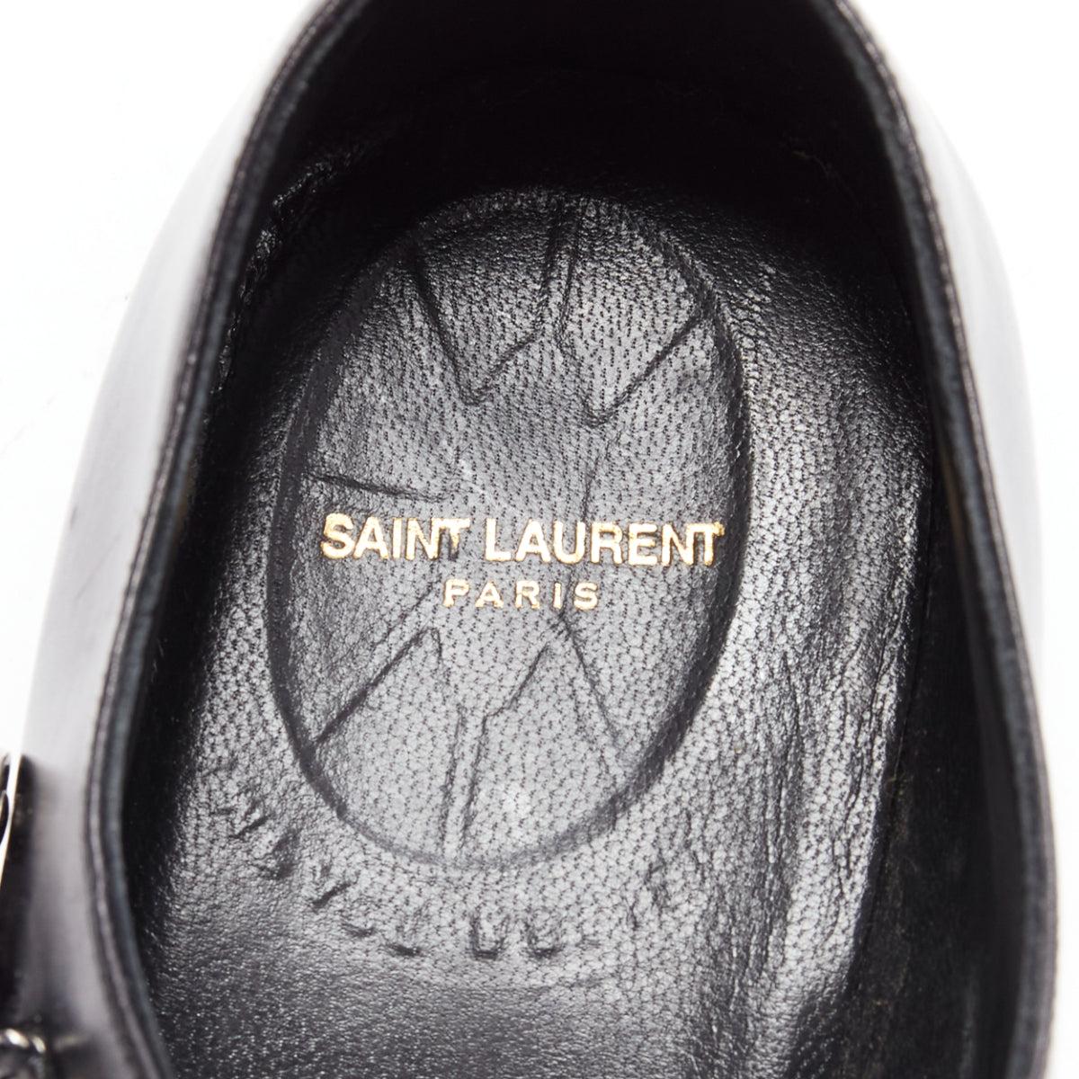 SAINT LAURENT Duckies 25 2014 black western buckle monkstrap shoes EU41 6