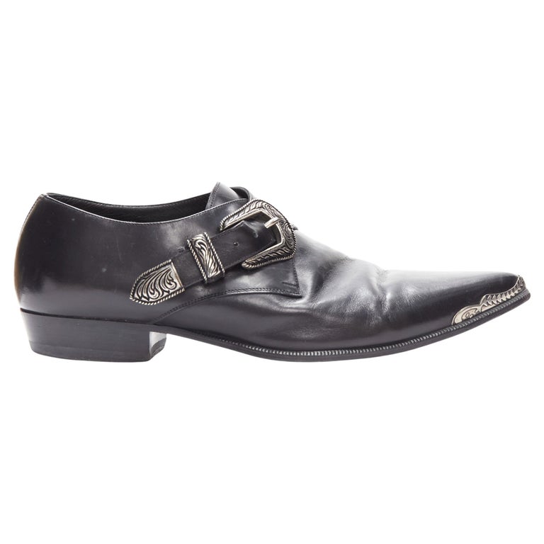 SAINT LAURENT Duckies 25 2014 black western buckle monkstrap  display picture 2