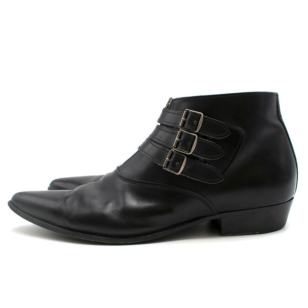 Saint Laurent Duckies 30 Triple Buckle Ankle Boot SIZE 42 In Good Condition In London, GB