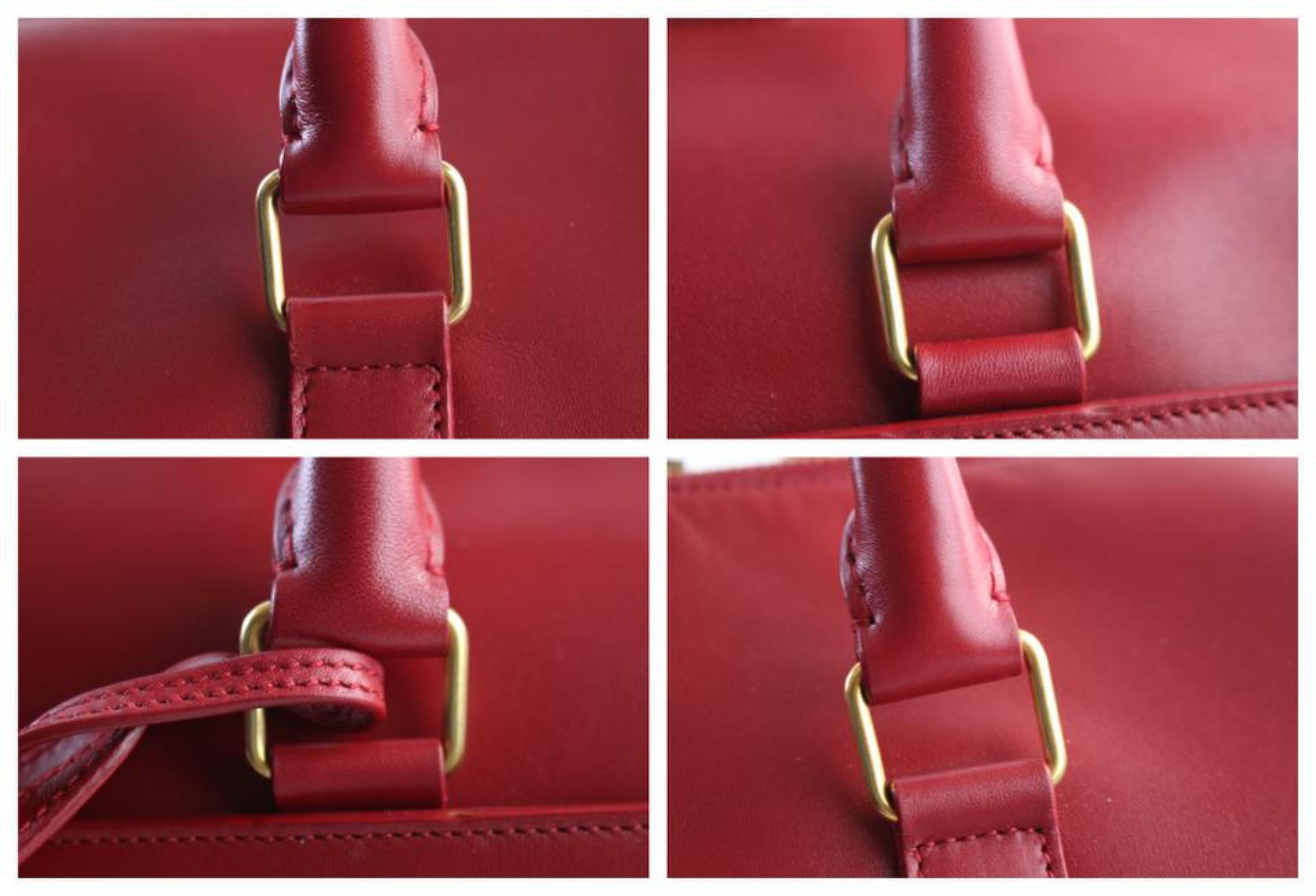 Saint Laurent Duffle 6 2way Boston 13mr0515 Red Leather Satchel For Sale 6