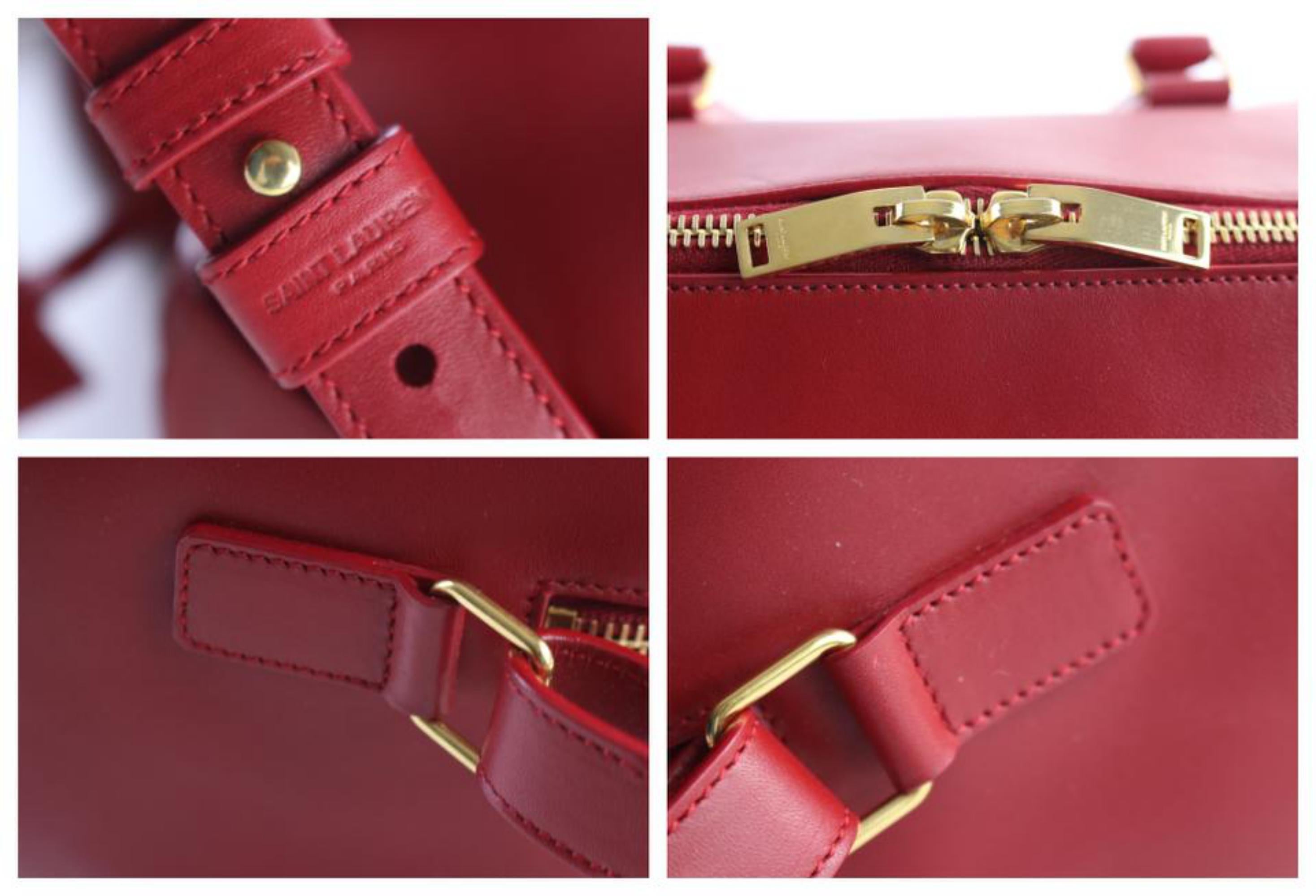 Saint Laurent Duffle 6 2way Boston 13mr0515 Red Leather Satchel For Sale 1