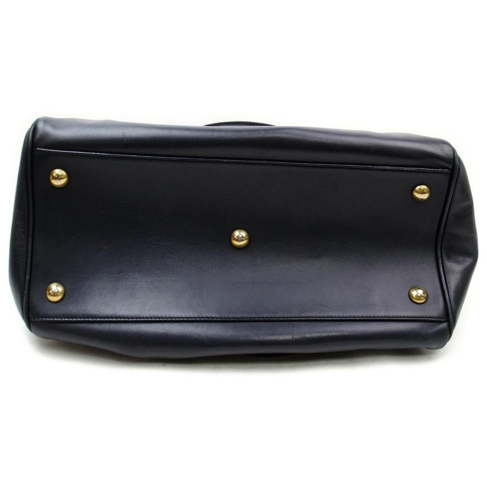 Saint Laurent Duffle Bag 12 872735 Navy Blue Leather Satchel In Good Condition In Dix hills, NY