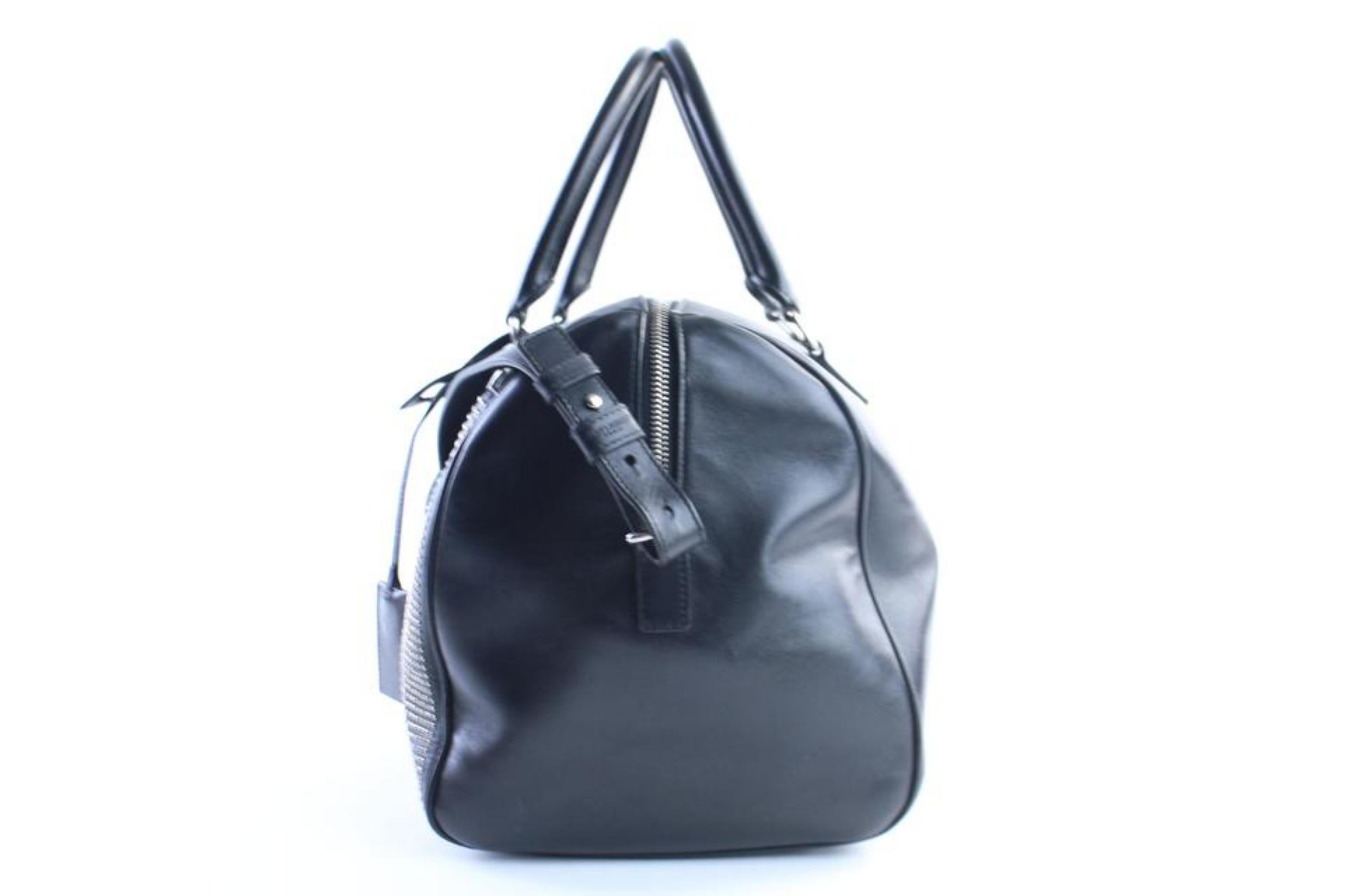 Saint Laurent Duffle Studded 6 Hour 10mr0503 Black Leather Weekend/Travel Bag For Sale 7