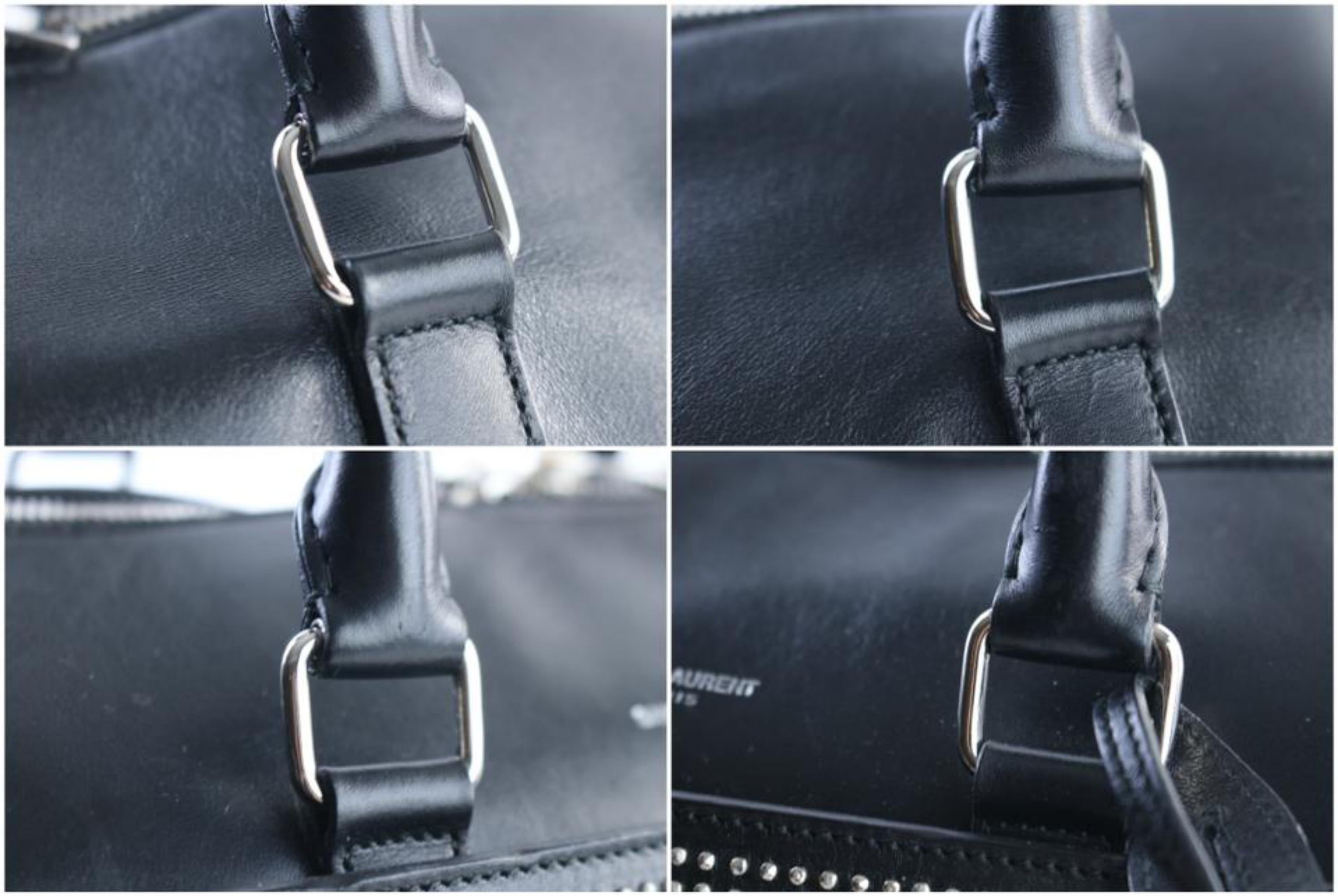 Saint Laurent Duffle Studded 6 Hour 10mr0503 Black Leather Weekend/Travel Bag For Sale 8