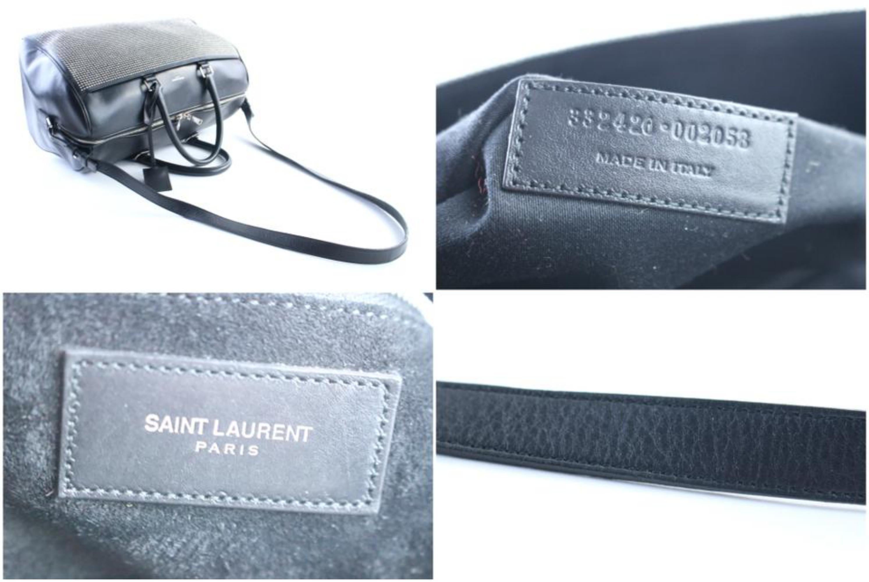 Saint Laurent Duffle Studded 6 Hour 10mr0503 Black Leather Weekend/Travel Bag In Excellent Condition For Sale In Forest Hills, NY