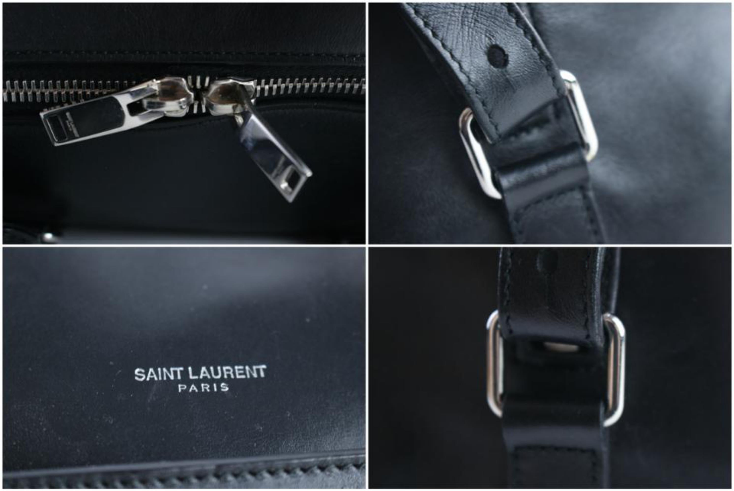 Saint Laurent Duffle Studded 6 Hour 10mr0503 Black Leather Weekend/Travel Bag For Sale 1