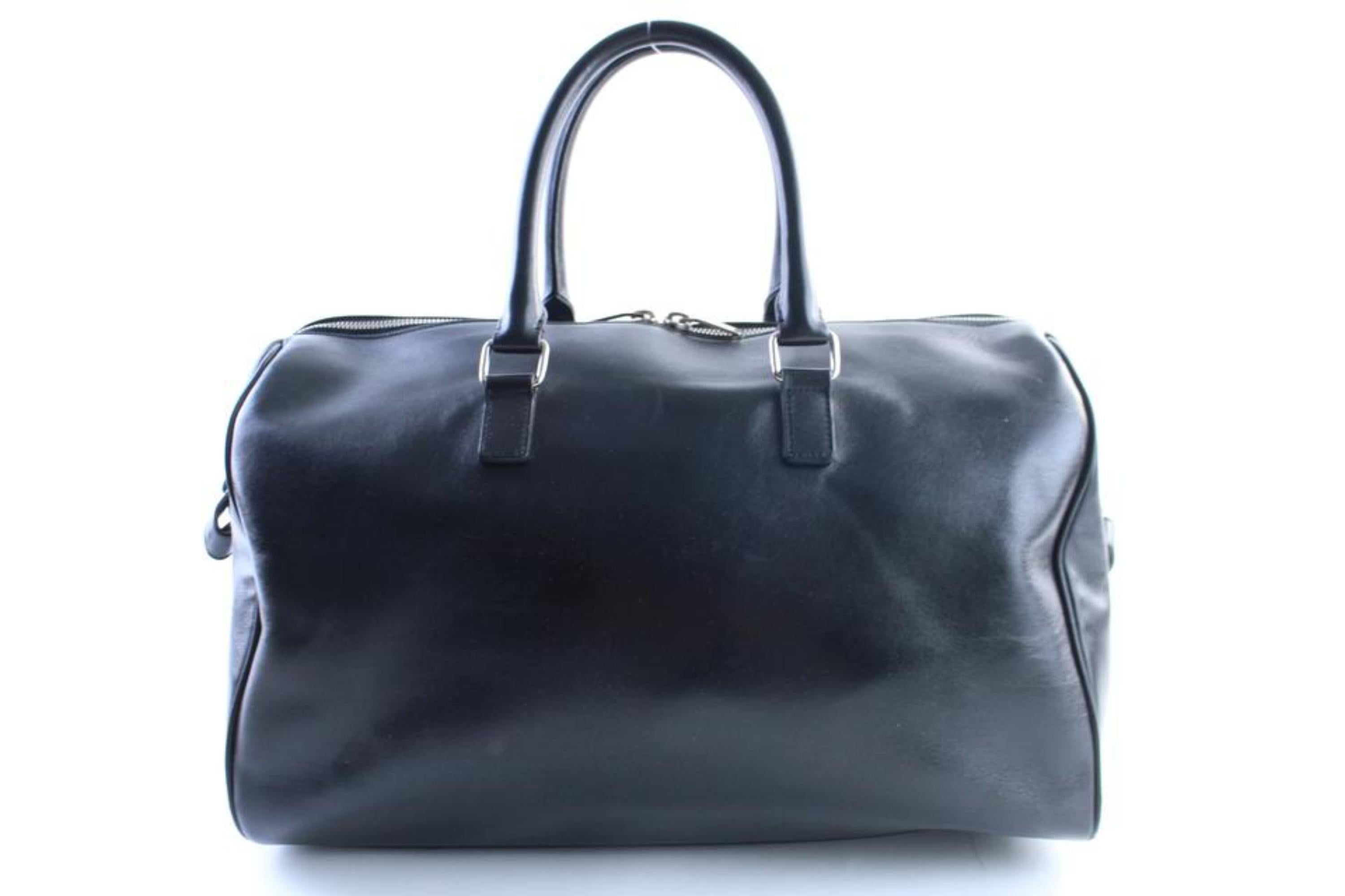 Saint Laurent Duffle Studded 6 Hour 10mr0503 Black Leather Weekend/Travel Bag For Sale 2