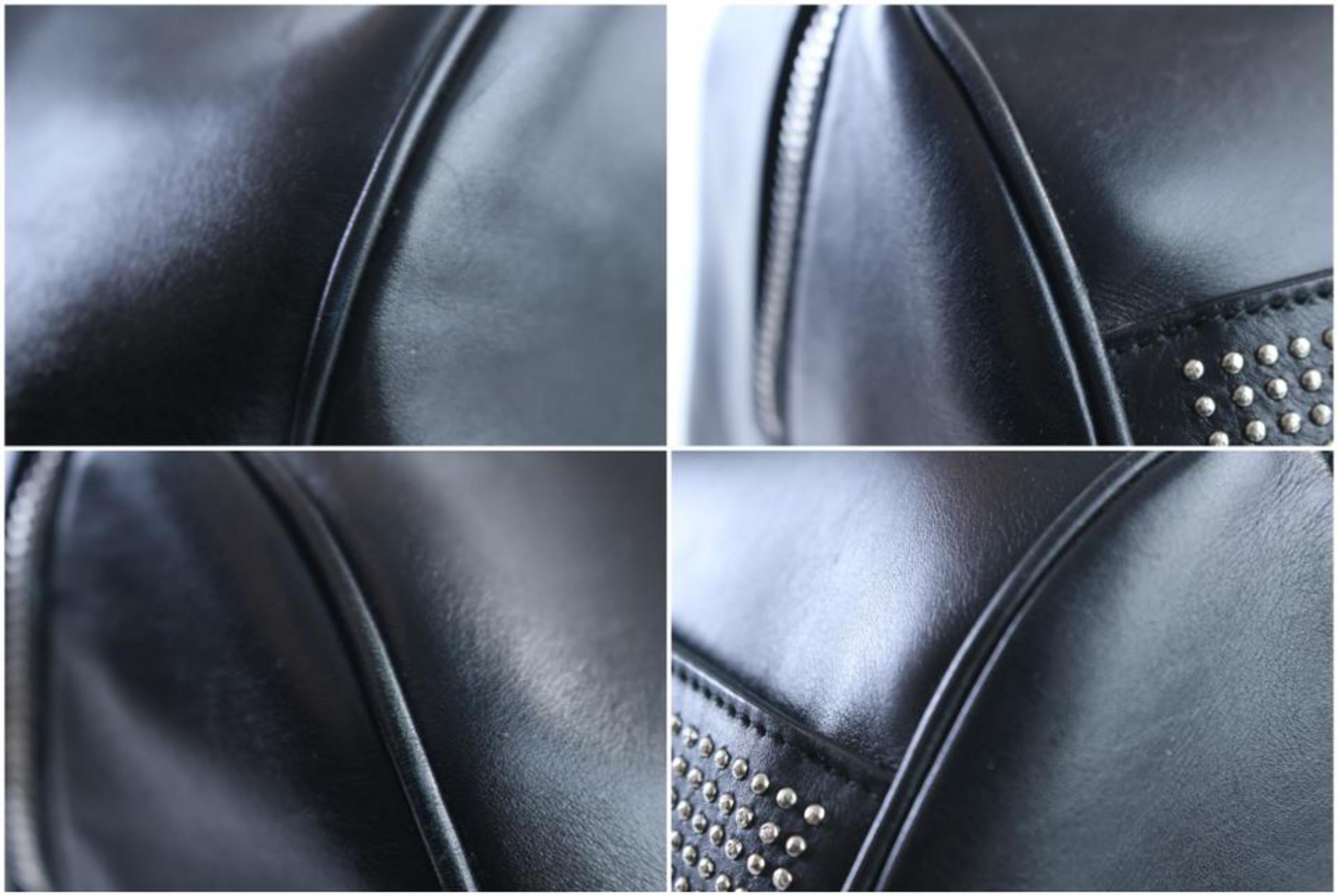 Saint Laurent Duffle Studded 6 Hour 10mr0503 Black Leather Weekend/Travel Bag For Sale 3