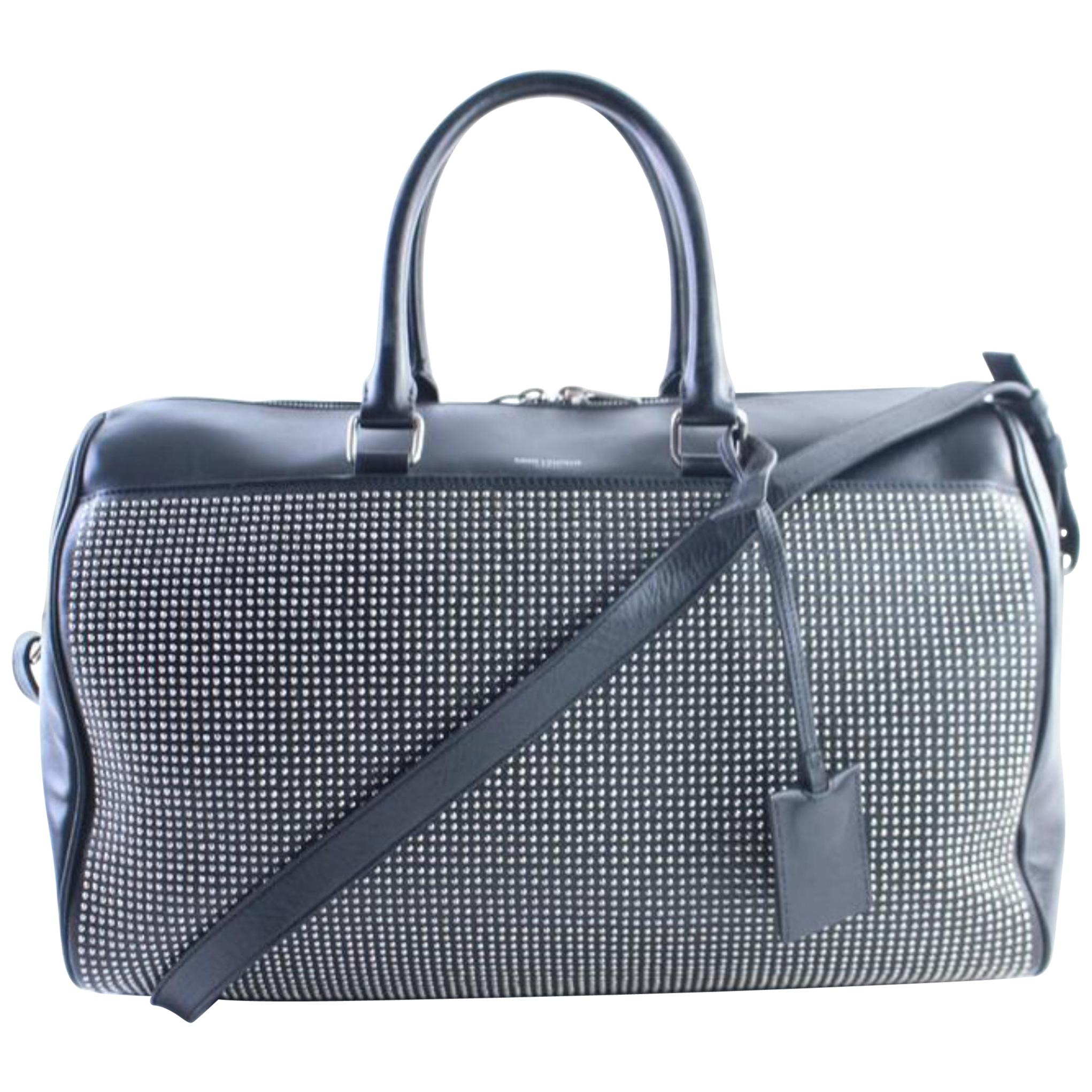 Saint Laurent Duffle Studded 6 Hour 10mr0503 Black Leather Weekend/Travel Bag For Sale