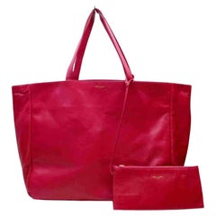 Vintage Saint Laurent East-west Shopper Hot with Pouch 860028 Pink Leather Tote