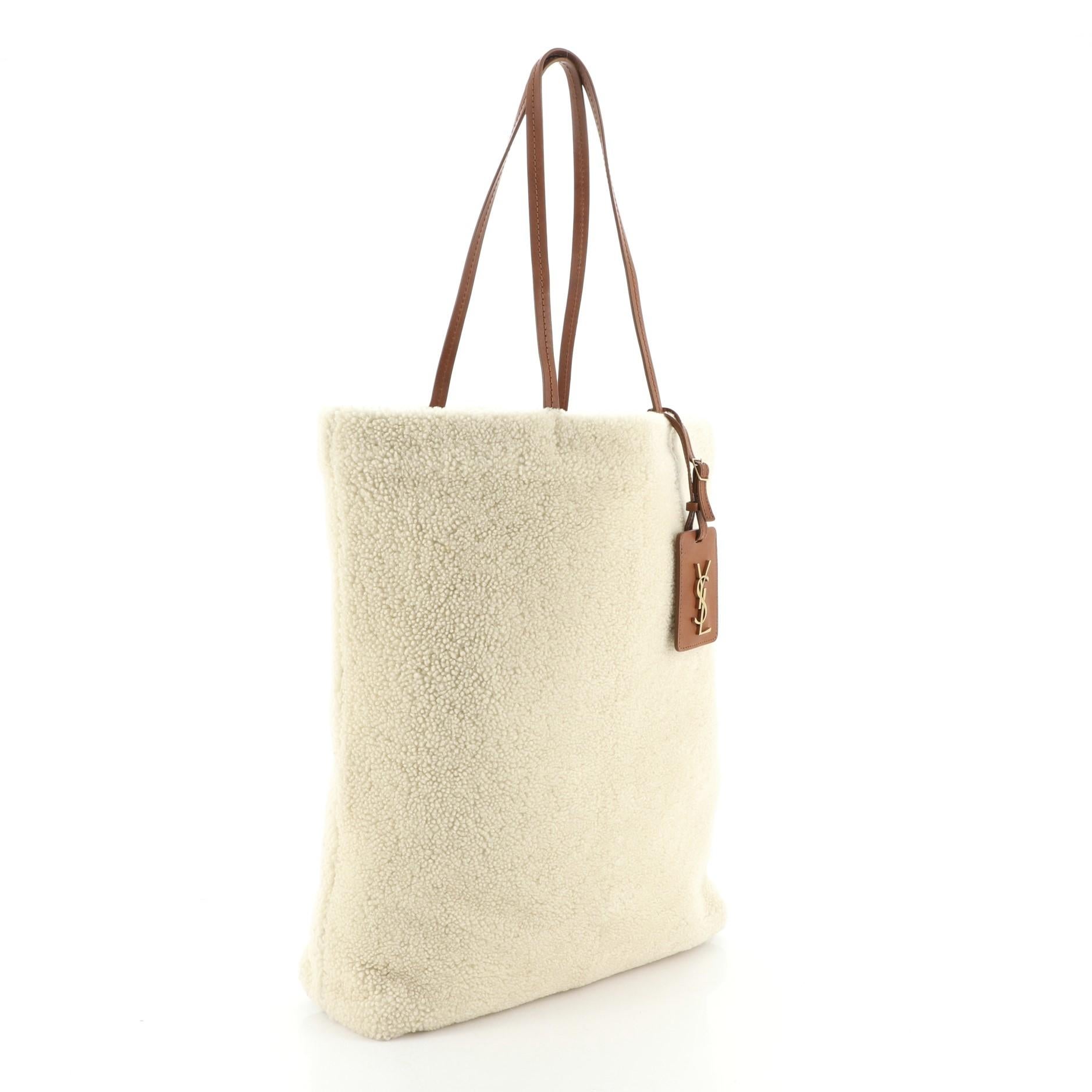 shearling tote bag