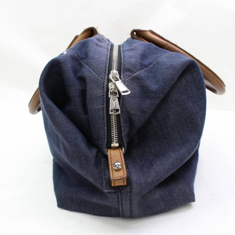 Saint Laurent Easy Ysl 867157 Blue Denim Shoulder Bag For Sale at 1stDibs