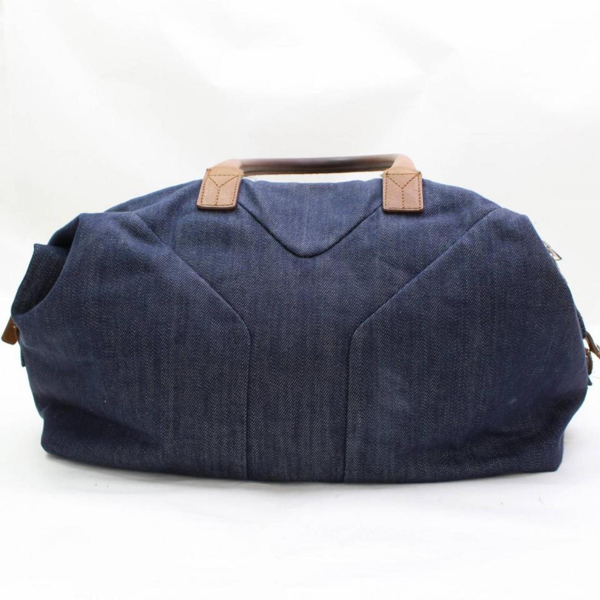 Women's Saint Laurent Easy Ysl 867157 Blue Denim Shoulder Bag For Sale