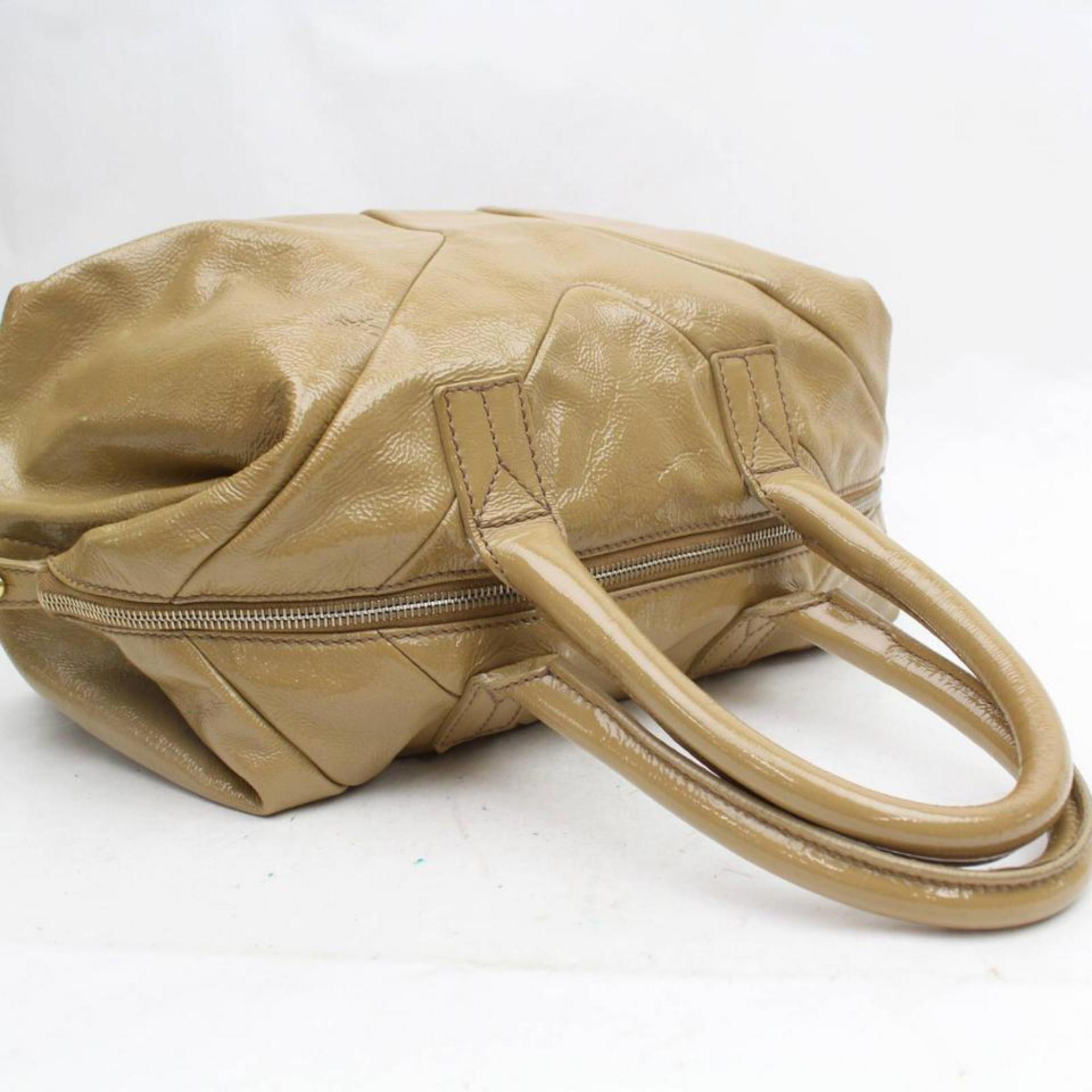 Saint Laurent Easy Ysl Patent Leather Y Zip Boston 869214 Beiges Enamel Satchel For Sale 2
