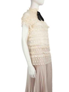 Saint Laurent Ecru Lace Ruffled Top Size S