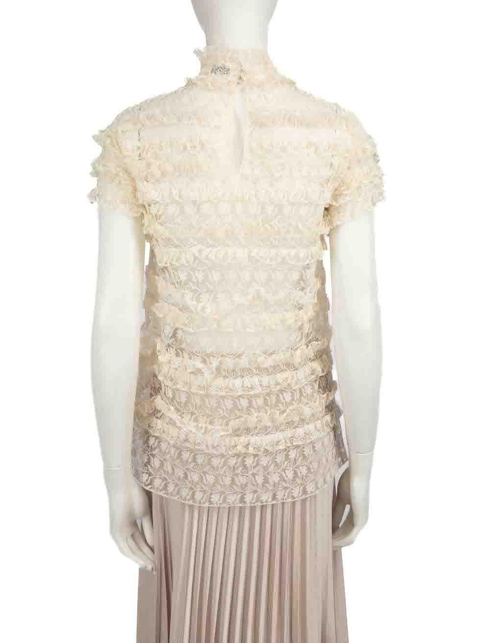Saint Laurent Ecru Lace Ruffled Top Size S In Excellent Condition For Sale In London, GB