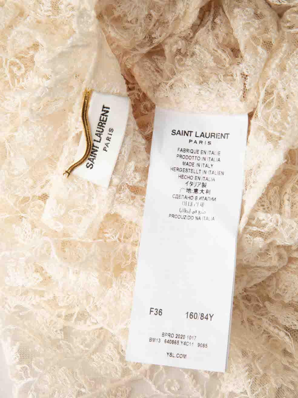 Women's Saint Laurent Ecru Lace Ruffled Top Size S For Sale