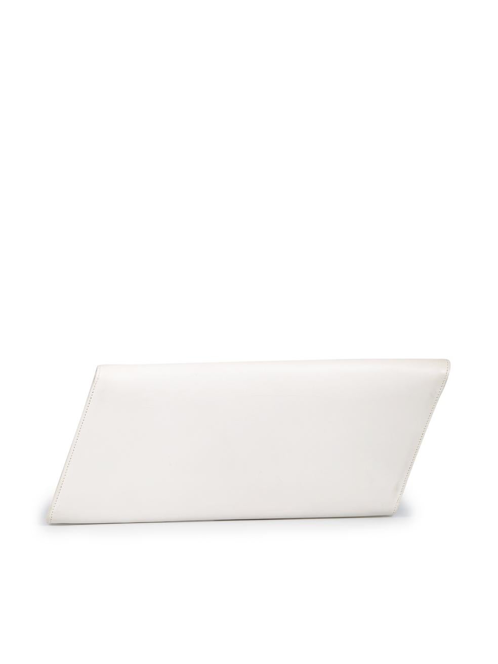 Saint Laurent Ecru Leather Diagonale Clutch In Good Condition For Sale In London, GB