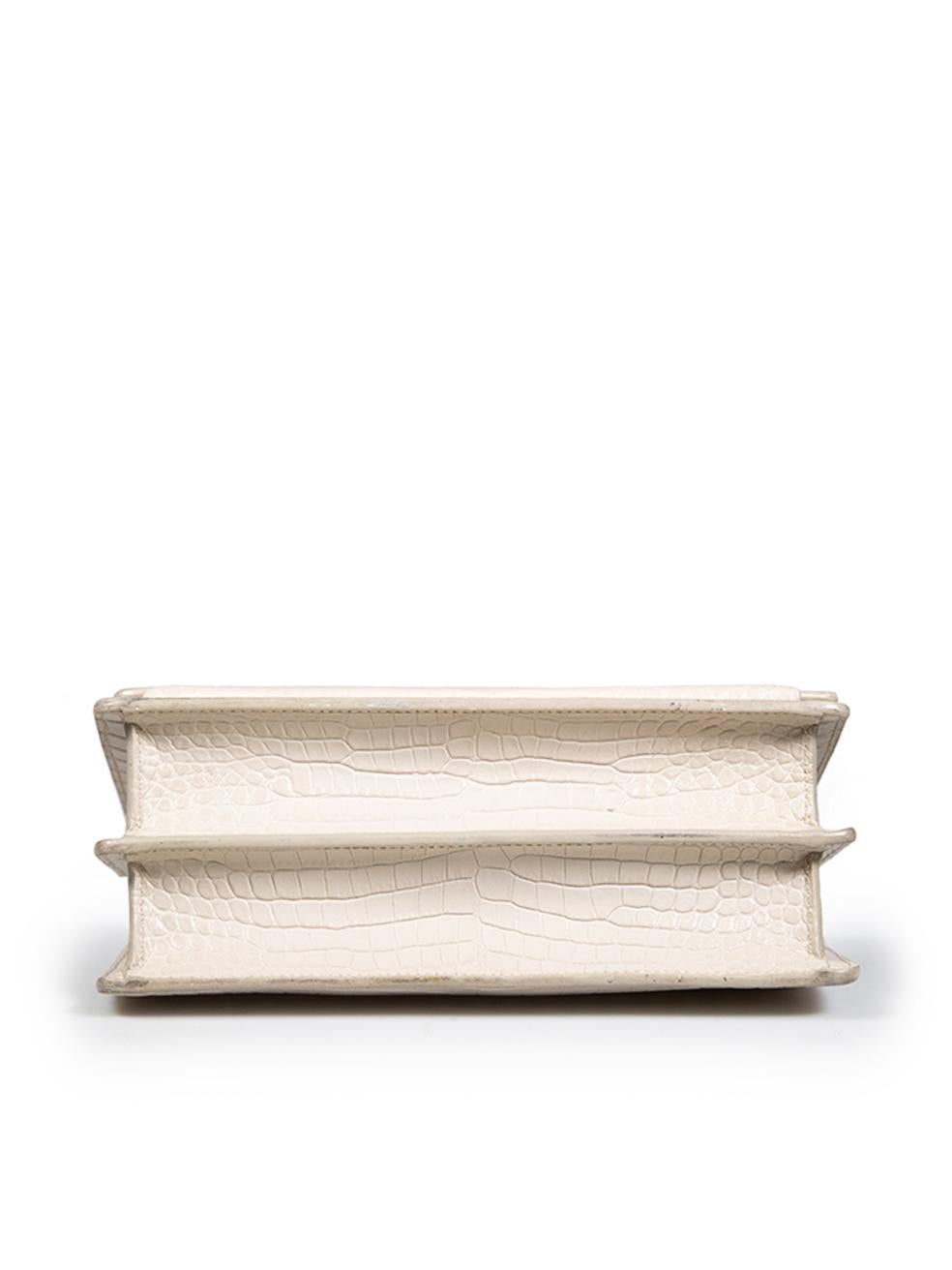 Saint Laurent Ecru Leather Sunset Croc-Embossed Bag In Good Condition In London, GB