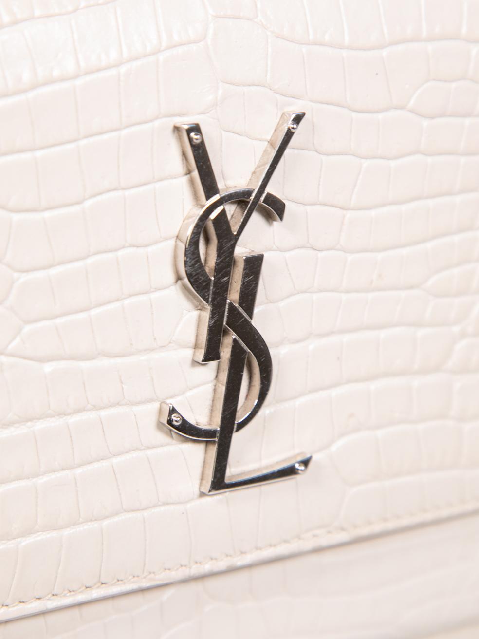 Saint Laurent Ecru Leather Sunset Croc-Embossed Bag 1