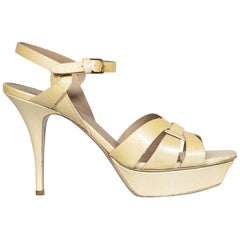 Saint Laurent Ecru Patent Tribute Heels Size IT 41