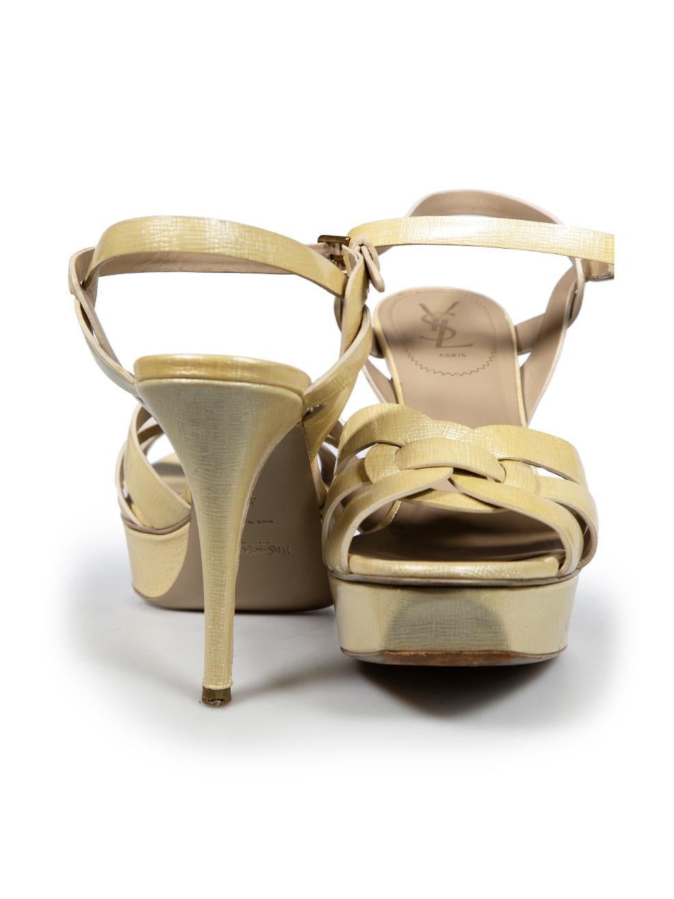 Saint Laurent Sandalias Tribute de charol crudo talla IT 41 Beige en venta