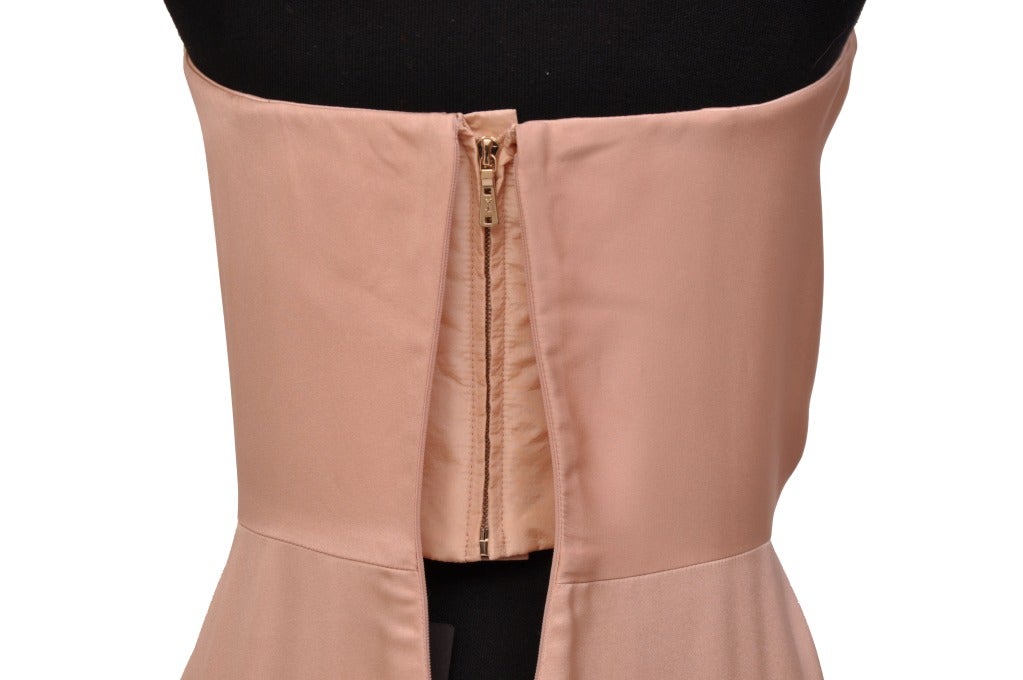 Women's Saint Laurent Edition Soir Crystal Embellished Strapless Nude Long Silk Dress