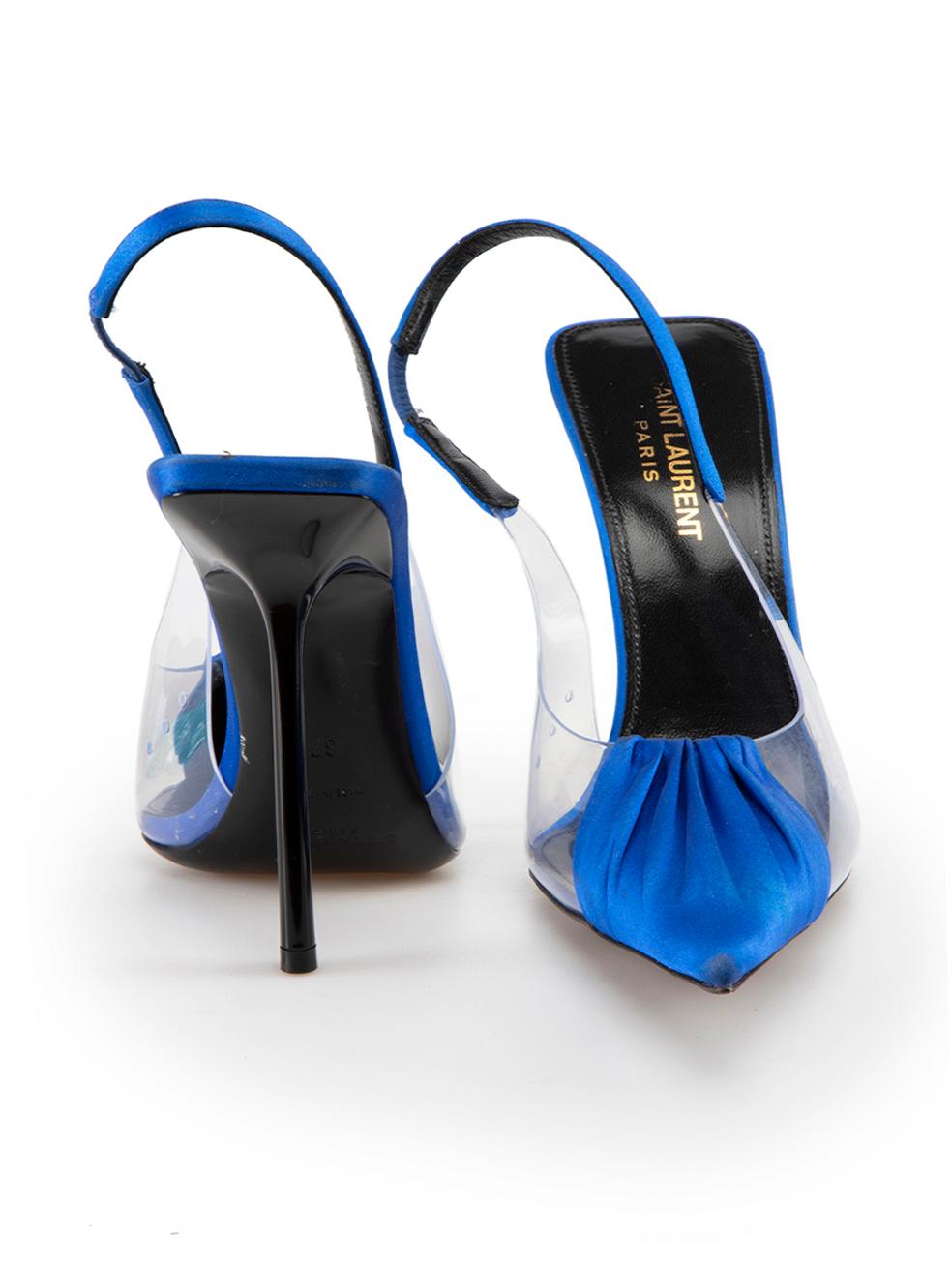 Gray Saint Laurent Electric Blue Frida Slingback Heels Size IT 37