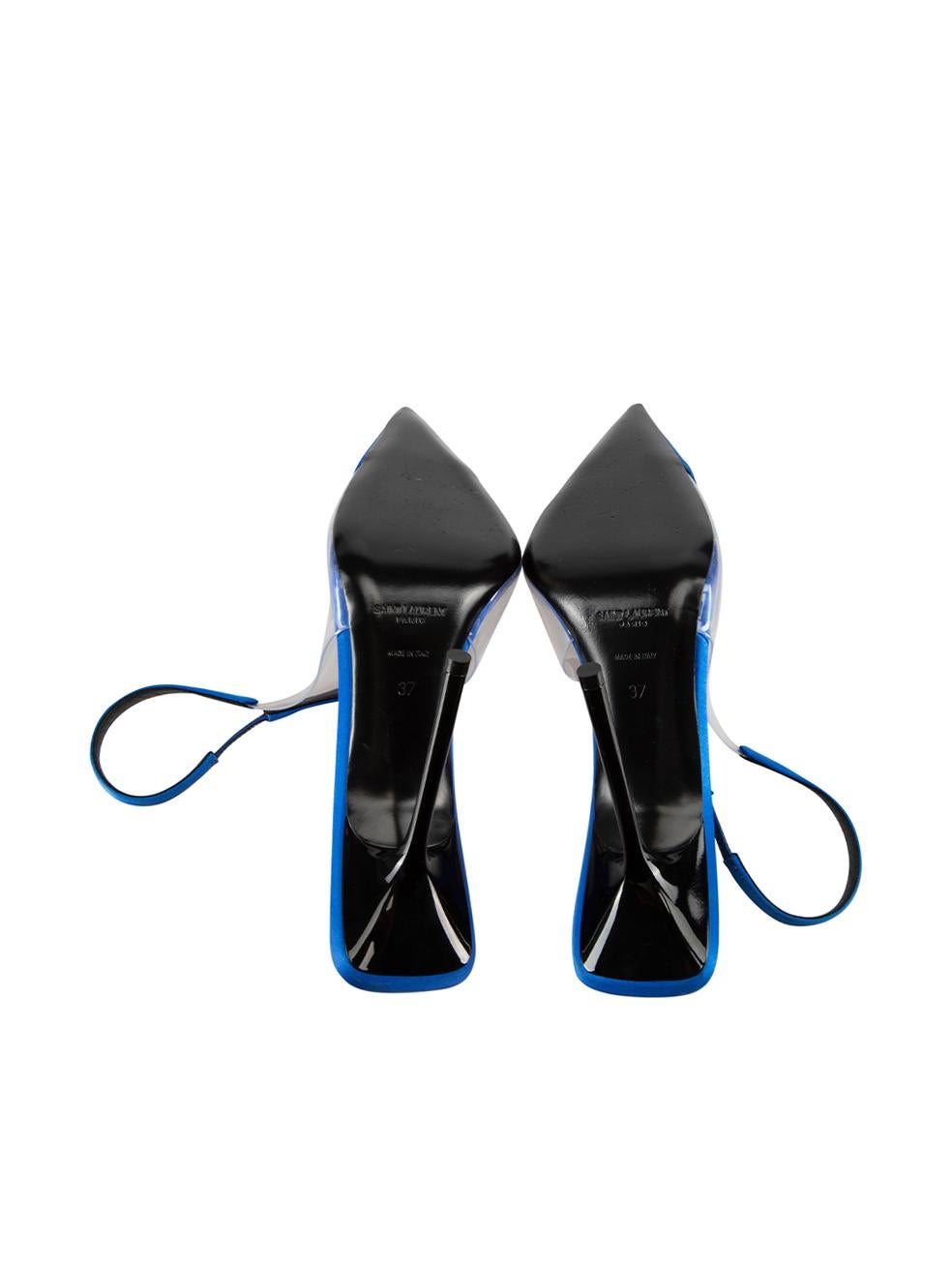 Saint Laurent Electric Blue Frida Slingback Heels Size IT 37 In Good Condition In London, GB