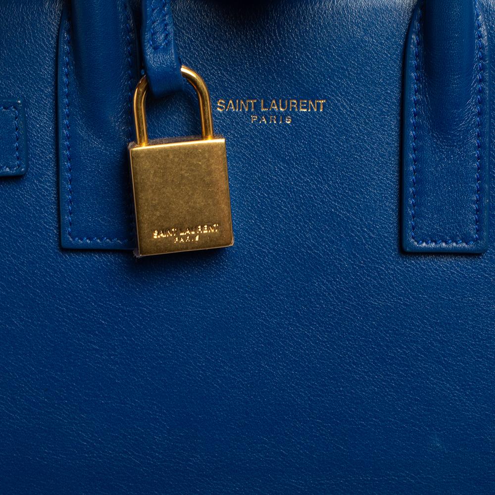 Saint Laurent Electric Blue Leather Nano Classic Sac De Jour Tote 6