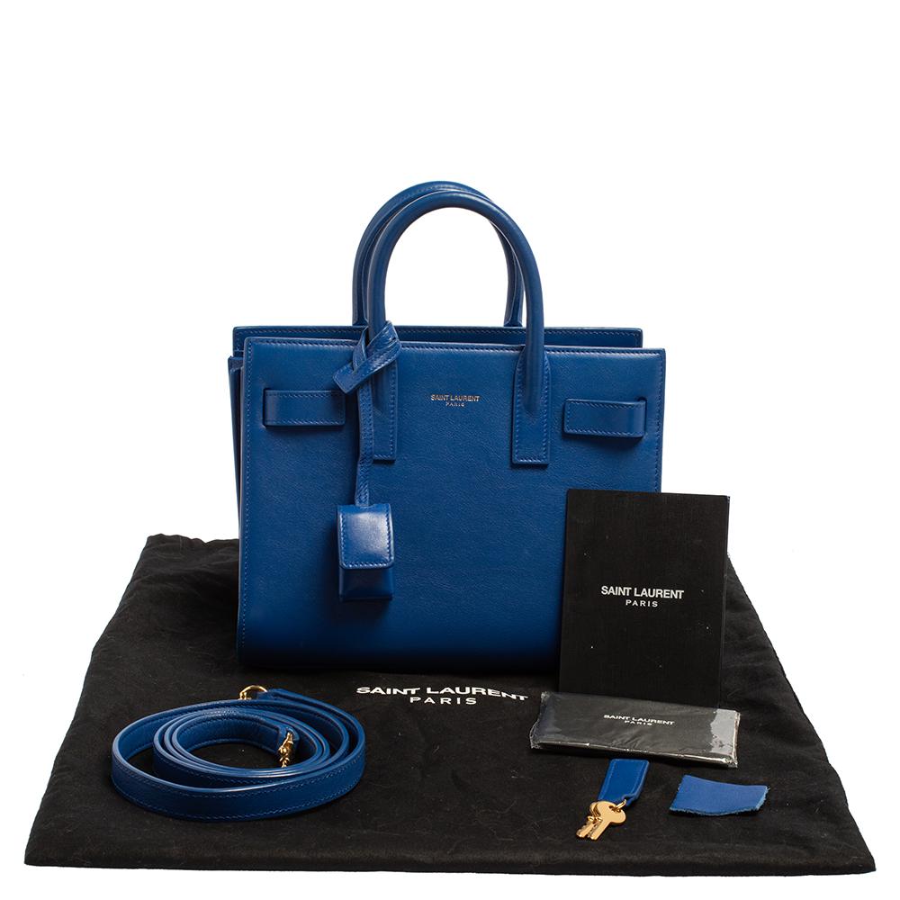 Saint Laurent Electric Blue Leather Nano Classic Sac De Jour Tote 10