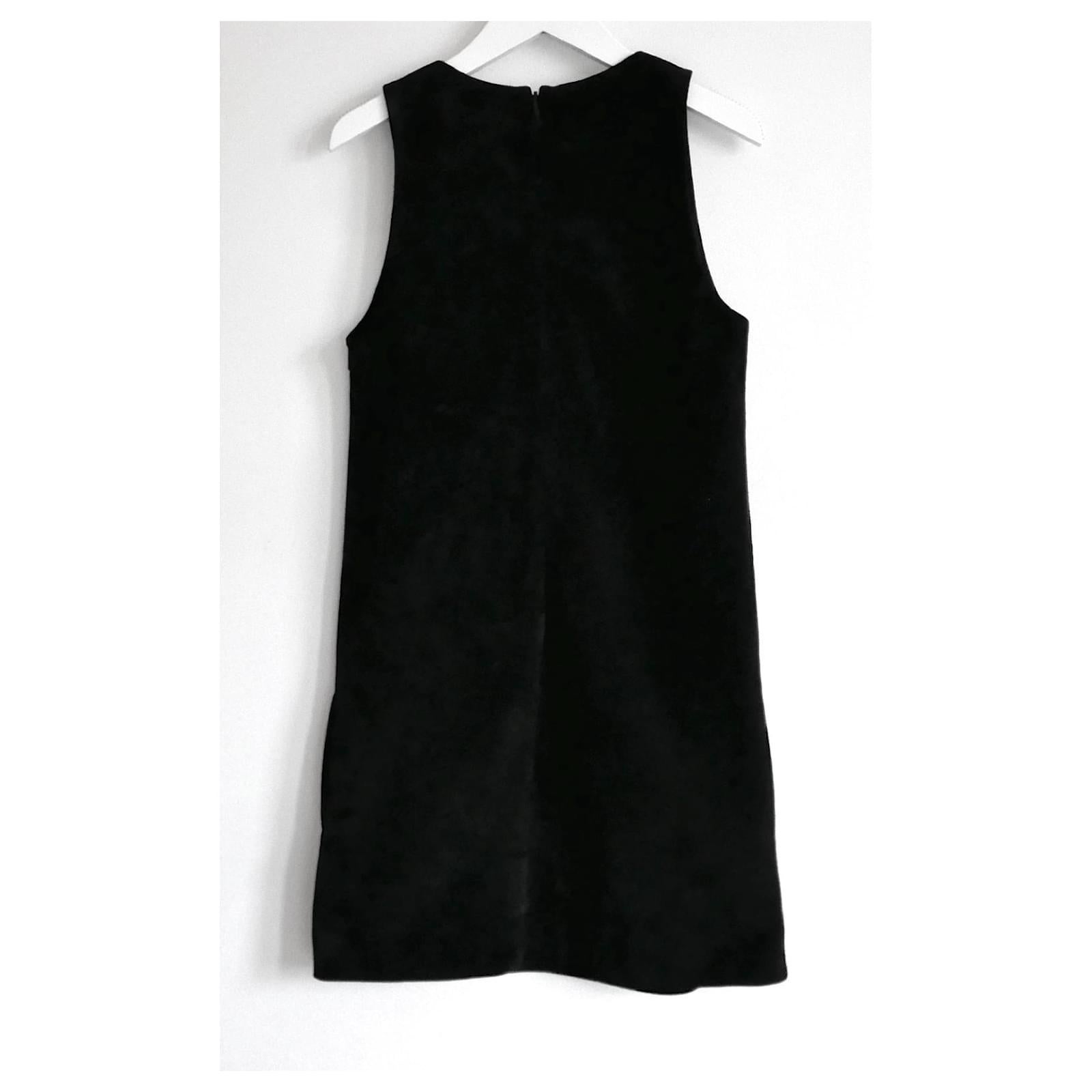 Women's Saint Laurent Embellished Black Suede Sheath Dress