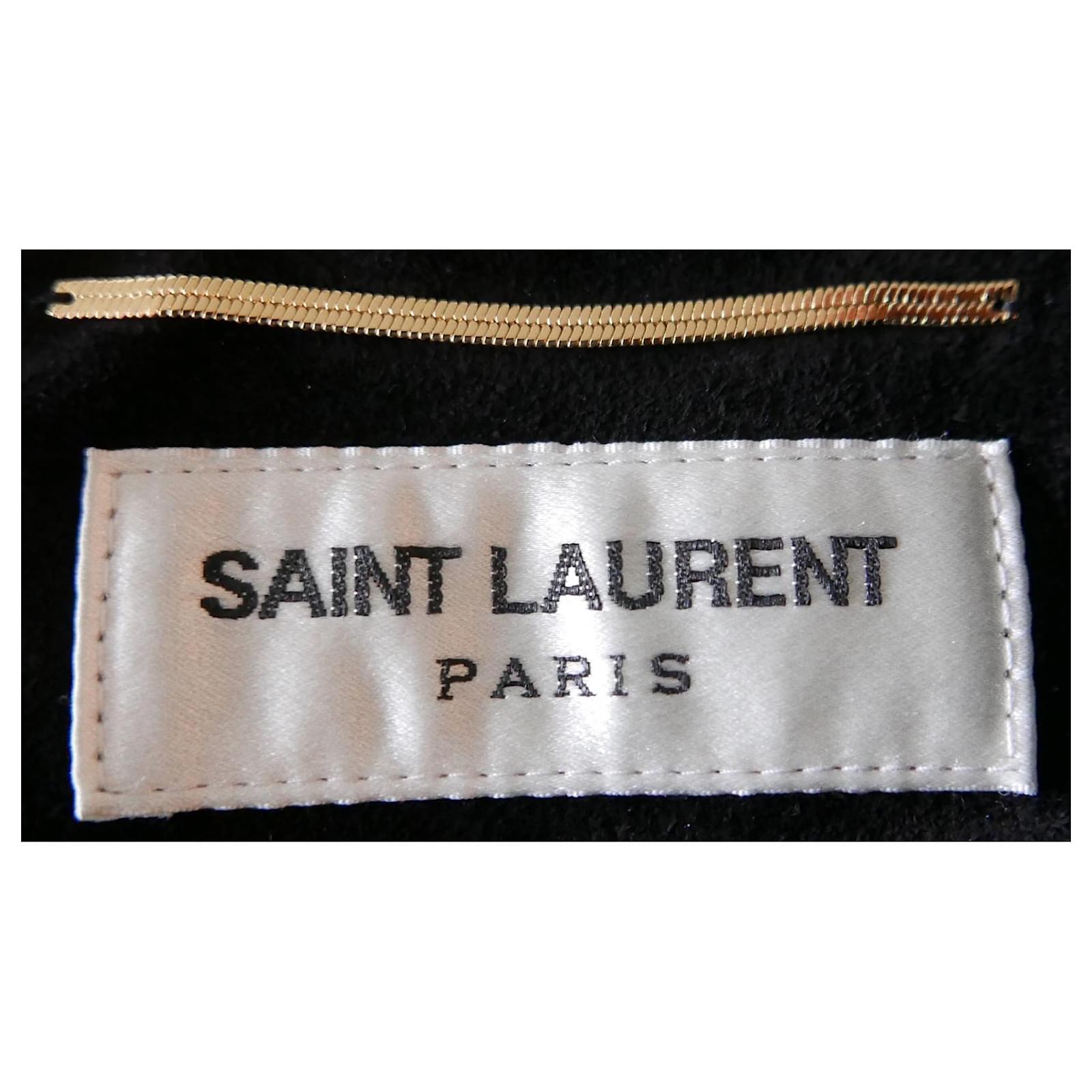 Saint Laurent - Vestito a tubino in pelle scamosciata nera impreziosita in vendita 2