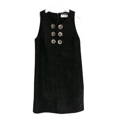 Saint Laurent Embellished Black Suede Sheath Dress