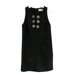 Saint Laurent Verschönertes schwarzes Wildleder-Etuikleid