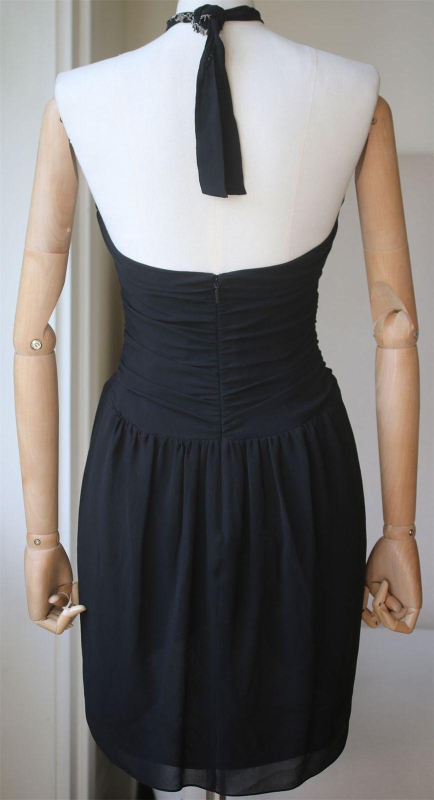 Black Saint Laurent Embellished Ruched Halter Dress
