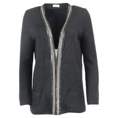 Saint Laurent Embellished Wool And Mohair Blend Cardigan Xsmall