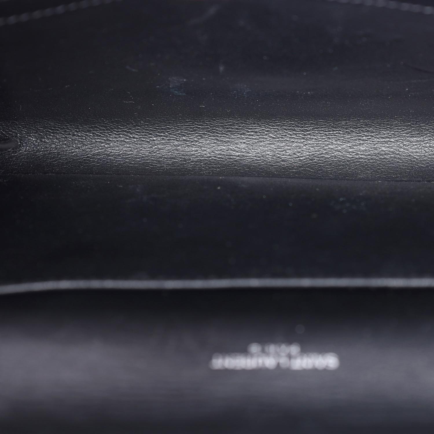 Saint Laurent Embossed Leather Uptown Wallet on Chain Black 5