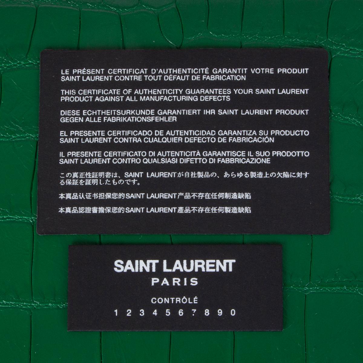 SAINT LAURENT emerald green KATE MEDIUM TASSEL EMBOSSED CROC Shoulder Bag In Excellent Condition In Zürich, CH