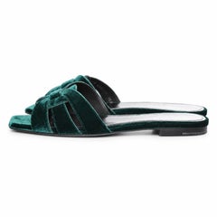 Saint Laurent, emerald green mule sandal in velvet