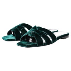 Saint Laurent, emerald green mule sandal in velvet