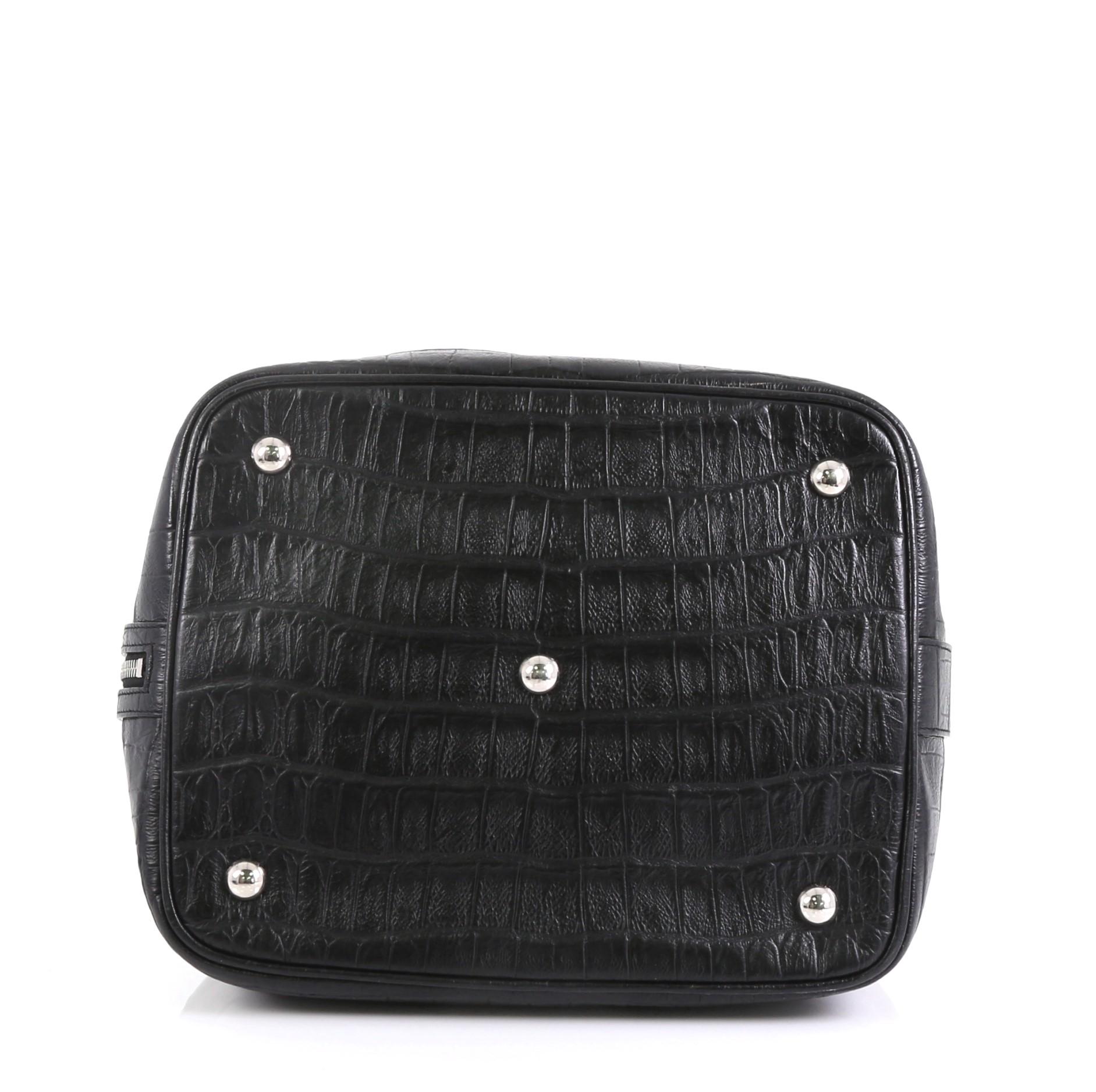 Saint Laurent Emmanuelle Bucket Bag Crocodile Embossed Leather Medium In Good Condition In NY, NY