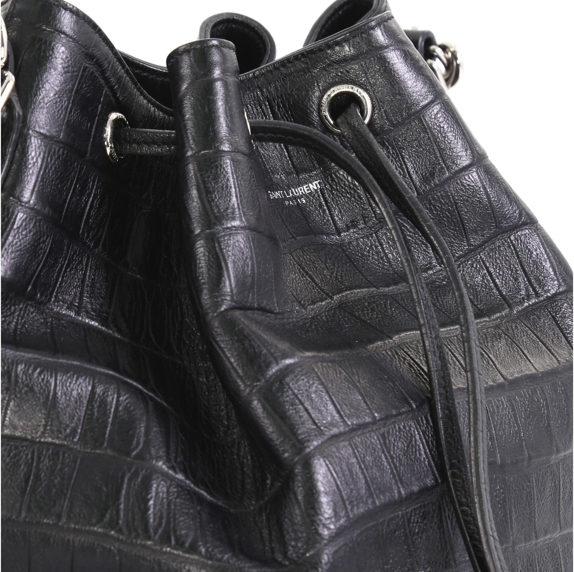 Saint Laurent Emmanuelle Bucket Bag Crocodile Embossed Leather Medium 1