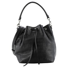 Saint Laurent Emmanuelle Bucket Bag Crocodile Embossed Leather Medium