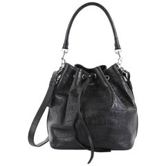 Saint Laurent Emmanuelle Bucket Bag Crocodile Embossed Leather Medium