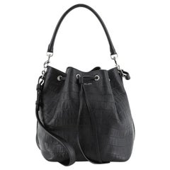 Saint Laurent Emmanuelle Bucket Bag Crocodile Embossed Leather Medium