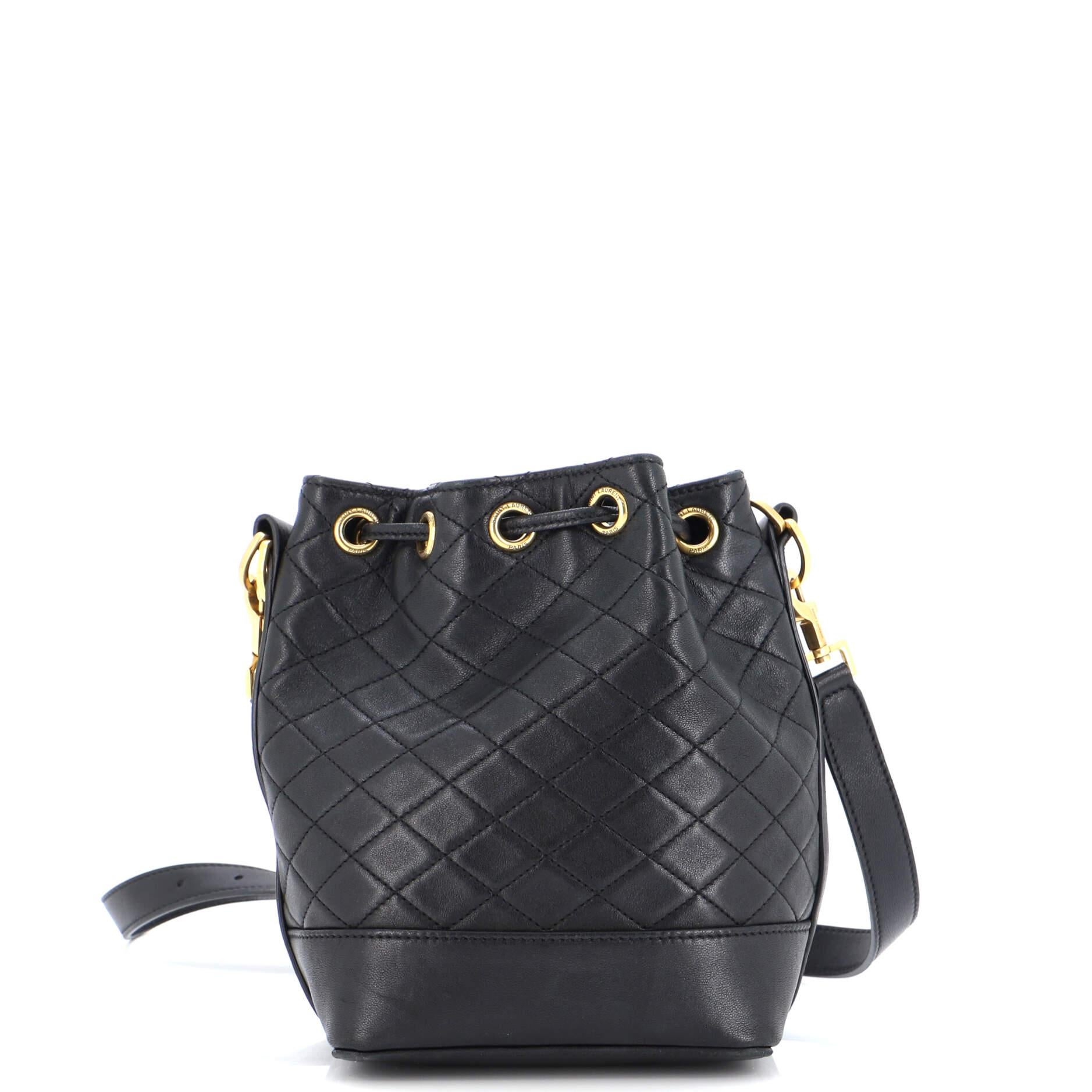 Saint Laurent Emmanuelle Bucket Bag Quilted Leather Small In Good Condition In NY, NY