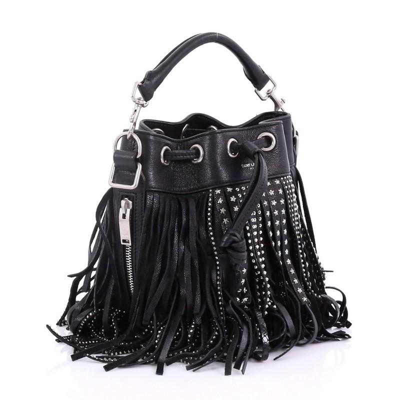 Black Saint Laurent Emmanuelle Bucket Bag Studded Leather Small